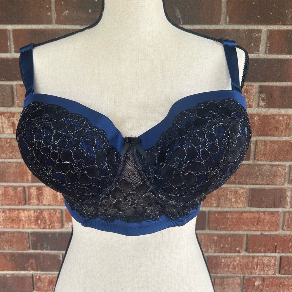 Adore Me Navy and Black Lace Bra & matching